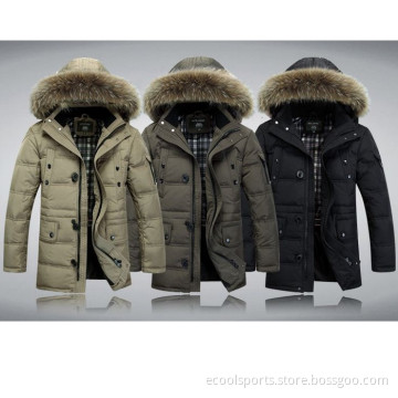 Men Winter Coat Black Thick Down Jacket Windproof Outer Wear